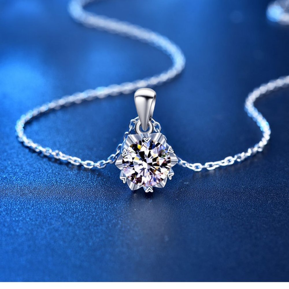 Certified 1ct. t.w. Diamond Moissanite Snowflake Necklace NEW B - Picture 5 of 10